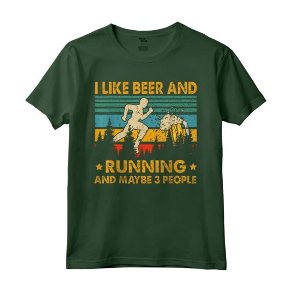 Mi Piace la Birra e Correre - Costume Divertente per 3 Persone - T-shirt Vintage per Amanti della Birra e Corridori