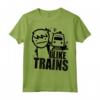 Maglietta I Like Trains - T-shirt Leggera con Slogan Divertente - Ideale per Appassionati di Treni