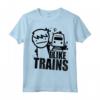 Maglietta I Like Trains - T-shirt Leggera con Slogan Divertente - Ideale per Appassionati di Treni