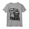 Maglietta I Like Trains - T-shirt Leggera con Slogan Divertente - Ideale per Appassionati di Treni