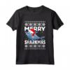 Squalo Babbo Natale Bambini Ugly Christmas Maglietta - Divertente Costume Natalizio per Tutta la Famiglia - Illuminazione dell'Albero di Natale