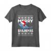 Squalo Babbo Natale Bambini Ugly Christmas Maglietta - Divertente Costume Natalizio per Tutta la Famiglia - Illuminazione dell'Albero di Natale
