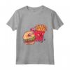 Funny Fast Food - Burn e Patatine Maglietta - Design Hamburger e Patatine Fritte - Ideale per gli Appassionati di Cibo
