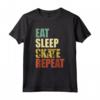 Skateboarding Vintage Skateboard Eat Sleep Maglietta - Design retrò per Skater di Tutte le Età - Ideale come Regalo