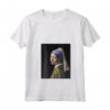 Donna Ragazza col turbante Jan Vermeer Vintage Retrò Arte Classica Maglietta con Collo a V - Moda Vintage Estiva Uomo e Donna