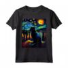 Notte stellata Gatto Van Gogh - Maglietta gatto famoso dipinto - Ideale come Regalo per Amanti dell'Arte e Mamme Gatto