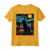 Notte stellata Gatto Van Gogh - Maglietta gatto famoso dipinto - Ideale come Regalo per Amanti dell'Arte e Mamme Gatto