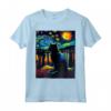 Notte stellata Gatto Van Gogh - Maglietta gatto famoso dipinto - Ideale come Regalo per Amanti dell'Arte e Mamme Gatto