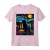 Notte stellata Gatto Van Gogh - Maglietta gatto famoso dipinto - Ideale come Regalo per Amanti dell'Arte e Mamme Gatto