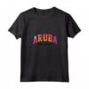 Donna Biba Dushi Aruba - Maglietta Tropicale con Collo a V - Ricordo Vacanza ai Caraibi in Stile Tie Dye