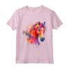 Idea Passione Cavalli Cavalieri - Acquerello Spruzzo Maglietta per Amanti dello Sport Equestre - Regalo Compleanno o Natale