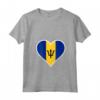 Barbados Bandiera Cuore - Love Barbados Maglietta con Collo a V - Ideale per l'Indipendenza e come Regalo per Amici e Famiglia