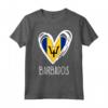 Bandiera Patriottica Barbados con Cuore Carino - Maglietta Vintage per Compleanni, Natale e Giorni Speciali