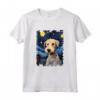 Bedlington Terrier - Dipinto con cane notte stellata Maglietta per Amanti degli Animali - Regalo Divertente per Natale, Ringraziamento, Compleanno