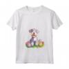 Donna Bedlington Terrier Felice Pasqua Maglietta con Collo a V - Ideale per Uomini, Donne e Bambini - Design Grafico Pasquale per Amanti dei Cani