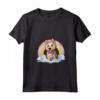 Carino Berger Picard Rainbow Cloud Kawaii Cucciolo di Cane Maglietta con Collo a V - Regalo Divertente per Amanti dei Cani - Felicità tra le Nuvole