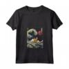 Donna Berger Picard - Kanagawa Wave - Divertente Cane da Surf Maglietta con Collo a V - Regalo per Amanti dei Cani