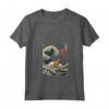 Donna Berger Picard - Kanagawa Wave - Divertente Cane da Surf Maglietta con Collo a V - Regalo per Amanti dei Cani