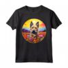 Colorato Berger Picard Cucciolo Fiore Tramonto Arte Cane Maglietta - Ideale per Amanti dei Cani e della Natura