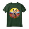 Colorato Berger Picard Cucciolo Fiore Tramonto Arte Cane Maglietta - Ideale per Amanti dei Cani e della Natura