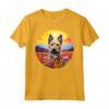 Colorato Berger Picard Cucciolo Fiore Tramonto Arte Cane Maglietta - Ideale per Amanti dei Cani e della Natura