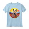 Colorato Berger Picard Cucciolo Fiore Tramonto Arte Cane Maglietta - Ideale per Amanti dei Cani e della Natura