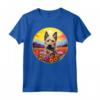 Colorato Berger Picard Cucciolo Fiore Tramonto Arte Cane Maglietta - Ideale per Amanti dei Cani e della Natura