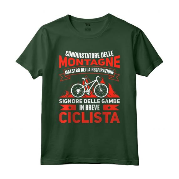 Bicicletta Detto Divertenti Ciclista Bici Mountain Bike Maglietta - Conquistatore delle Montagne - Ideale come Regalo per Ciclisti