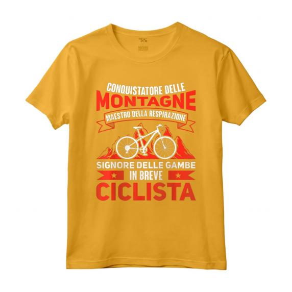 Bicicletta Detto Divertenti Ciclista Bici Mountain Bike Maglietta - Conquistatore delle Montagne - Ideale come Regalo per Ciclisti