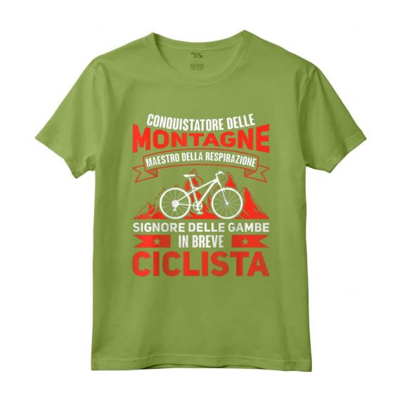 Bicicletta Detto Divertenti Ciclista Bici Mountain Bike Maglietta - Conquistatore delle Montagne - Ideale come Regalo per Ciclisti