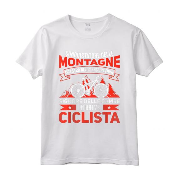Bicicletta Detto Divertenti Ciclista Bici Mountain Bike Maglietta - Conquistatore delle Montagne - Ideale come Regalo per Ciclisti