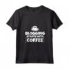 Donna Blogging Inizia con Caffè Divertente Maglietta Collo a V - Ideale per Amanti del Blogging e dell'Umorismo