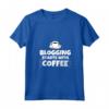 Donna Blogging Inizia con Caffè Divertente Maglietta Collo a V - Ideale per Amanti del Blogging e dell'Umorismo