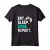 Eat Sleep Game Repeat Shirt Maglia a Manica - Ideale Regalo per Appassionati di Videogiochi e Giocatori di Computer