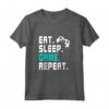 Eat Sleep Game Repeat Shirt Maglia a Manica - Ideale Regalo per Appassionati di Videogiochi e Giocatori di Computer