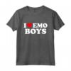 I Love Emo Boys - Divertente Stile Emo Boys - Cuore Rosso Maglietta per Ragazzi - Ideale per Amanti della Moda Emo