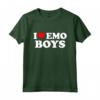 I Love Emo Boys - Divertente Stile Emo Boys - Cuore Rosso Maglietta per Ragazzi - Ideale per Amanti della Moda Emo
