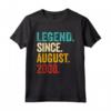 Leggenda da Agosto 2008 - 15° Compleanno Regalo 15 Anni Maglietta - Ideale per Scolaretta, Adolescente, Design Retro Anni '60 '70 '80 '90