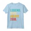 Leggenda da Agosto 2008 - 15° Compleanno Regalo 15 Anni Maglietta - Ideale per Scolaretta, Adolescente, Design Retro Anni '60 '70 '80 '90