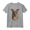Big Floppa alias Gregory - Maglietta Meme Low Poly Caracal Cat con Orecchie Grandi - Ideale per gli Amanti dei Meme e dei Gatti