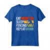 Eat Sleep Fencing Repeat - Maglietta da Scherma per Appassionati - Abbigliamento Ideale per Allenamenti e Gare