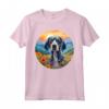 Simpatico Cucciolo Bluetick Coonhound Flower Mountain Sunset Maglietta - Ideale per Amanti dei Cani e della Natura - Acquista Online