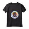 Donna Carino Bouvier des Flandres Colorful Rainbow Kawaii Puppy Dog Maglietta con Collo a V - Felicità tra le Nuvole - Ideale per Amanti dei Cani Bouvier des Flandres