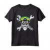 Brasiliano Biker Skull Moto Bandiera Brasile - Maglietta Patriottica per Motociclisti - Orgoglio e Passione