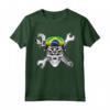 Brasiliano Biker Skull Moto Bandiera Brasile - Maglietta Patriottica per Motociclisti - Orgoglio e Passione