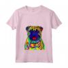 Donna Fantastico cane BullMastiff artistico divertente colorato Maglietta con Collo a V - Arte Pop Astratta - Ideale per Amanti dei Cani