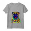 Donna Fantastico cane BullMastiff artistico divertente colorato Maglietta con Collo a V - Arte Pop Astratta - Ideale per Amanti dei Cani