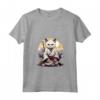 Donna Gatto giapponese Ninja Kawaii Burmilla Cat Samurai Maglietta con Collo a V - Design Unico - Acquista Online