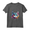 Donna Faccia di Gatto Burmilla Splash Art Colorata Maglietta con Collo a V - Design Gatto Unico e Vivace - Ideale per Amanti dei Gatti Burmilla