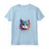 Donna Faccia di Gatto Burmilla Splash Art Colorata Maglietta con Collo a V - Design Gatto Unico e Vivace - Ideale per Amanti dei Gatti Burmilla